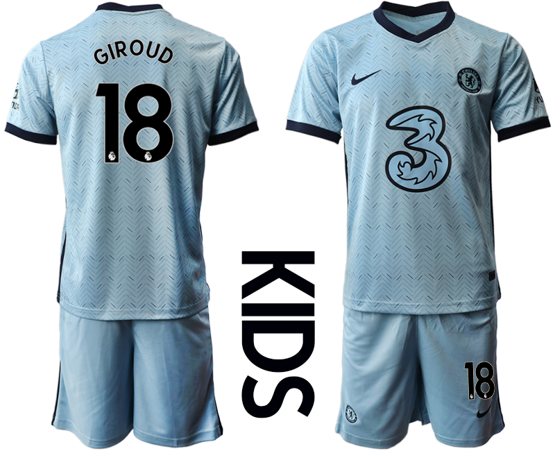 Youth 2020-2021 club Chelsea away Light blue #18 Soccer Jerseys->chelsea jersey->Soccer Club Jersey